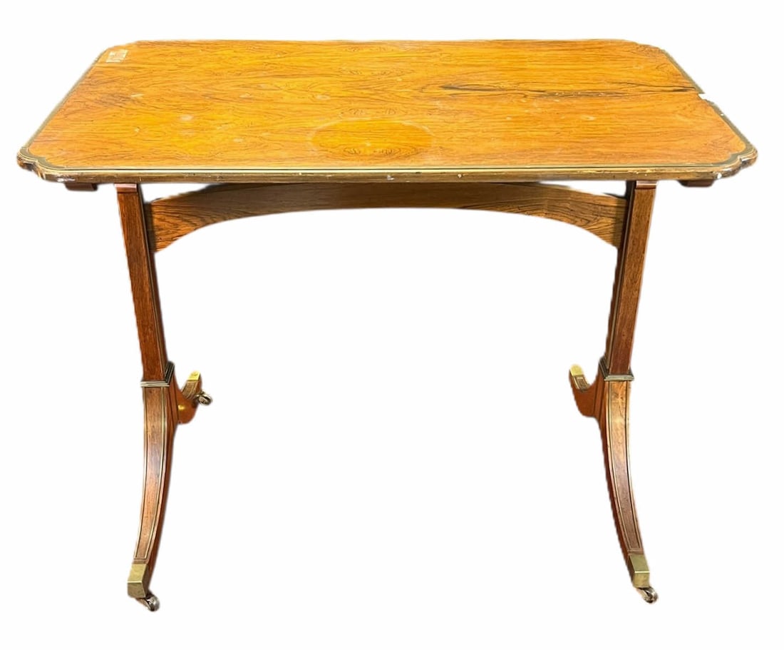 BAKER MAHOGANY TEA TABLE WITH ON WHEELS (1 of 5)