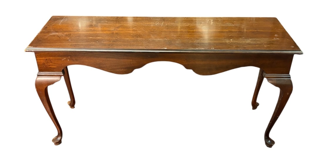 LATE 20TH C SOLID CHERRY WOOD CONSOLE TABL.E (1 of 4)