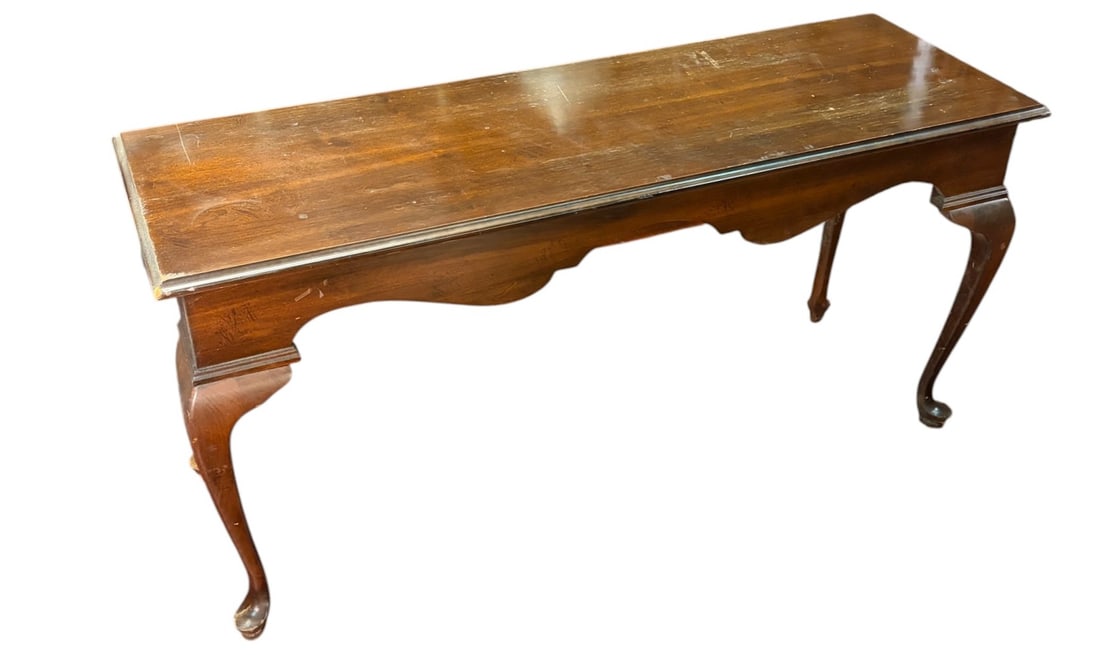 LATE 20TH C SOLID CHERRY WOOD CONSOLE TABL.E - 3