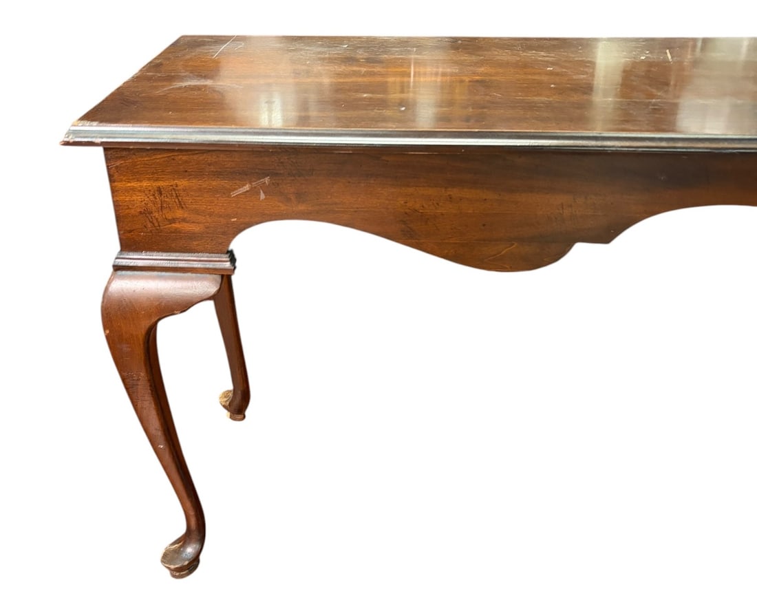 LATE 20TH C SOLID CHERRY WOOD CONSOLE TABL.E - 4