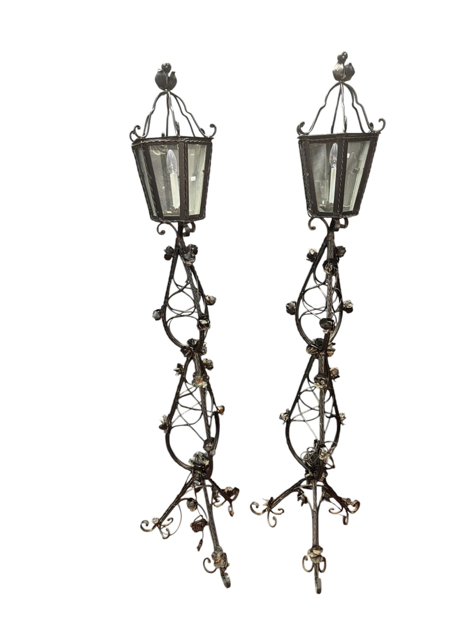 PAIR OF ANTIQUE IRON TORCHIERES (1 of 4)
