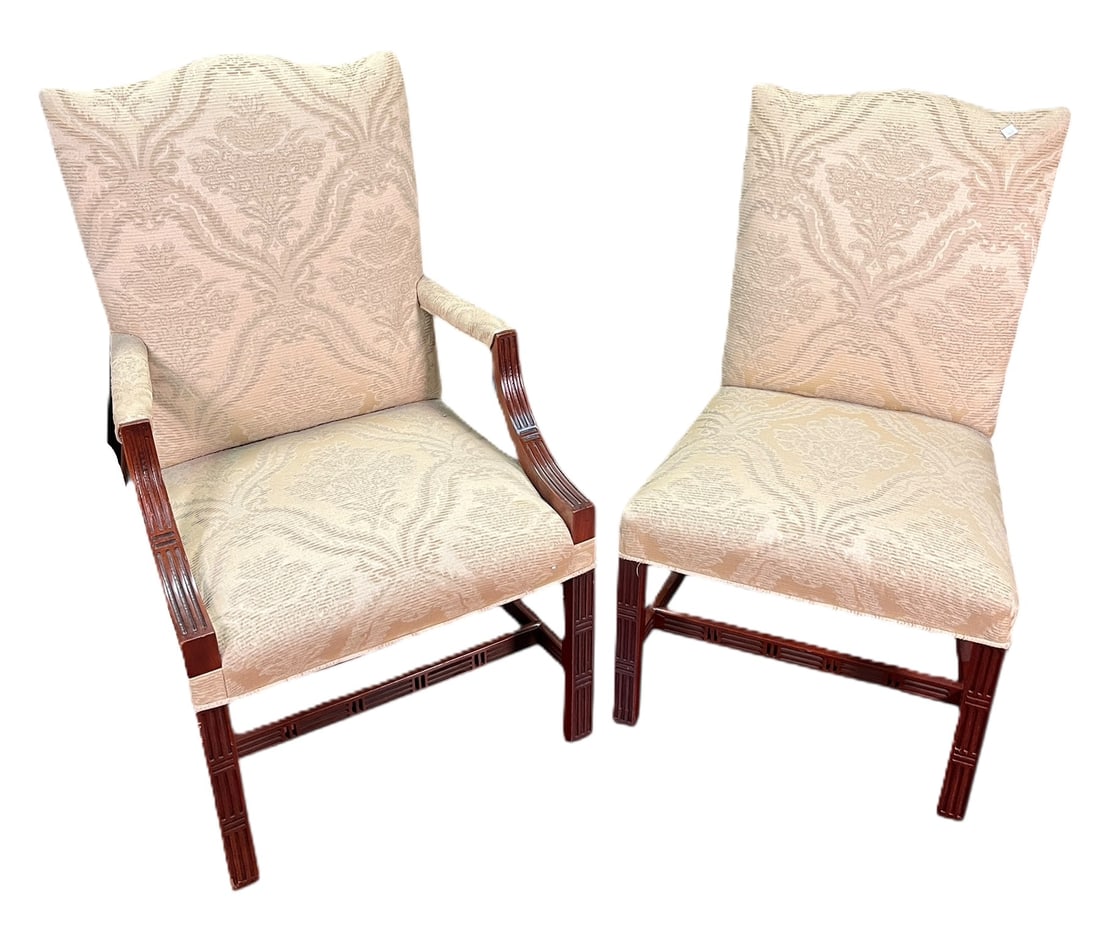 SET OF EIGHT ANTIQUE GEORGIAN MAHOGANY CHAIRS CHAI: SET OF EIGHT ANTIQUE GEORGIAN MAHOGANY CHAIRS CHAIRS. TWO ARM AND SIX SIDE. Height: 42 in. by Width: 22 in. by Depth: 22 in.