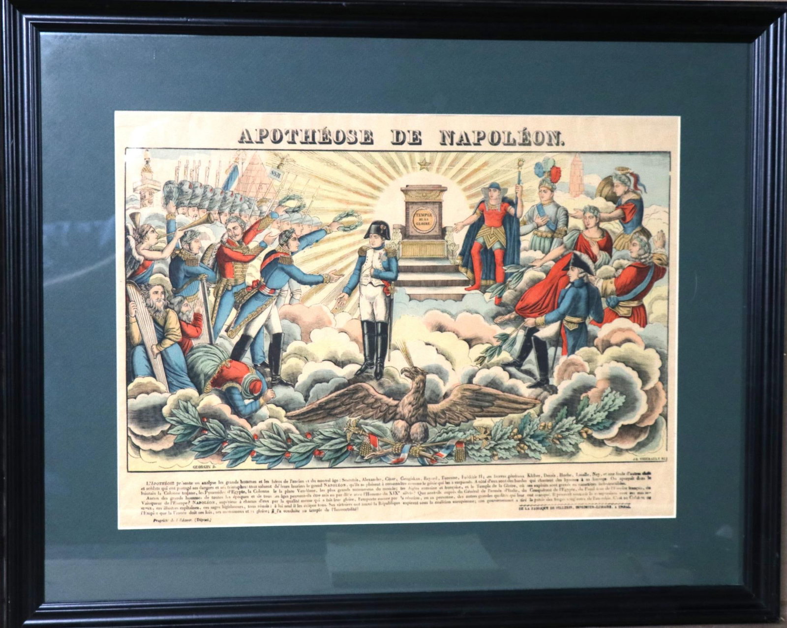 ANTIQUE APOTHESE DE NAPOLEON ENGRAVING: ANTIQUE APOTHESE DE NAPOLEON ENGRAVING. Height: 25 in. by Width: 31 in.