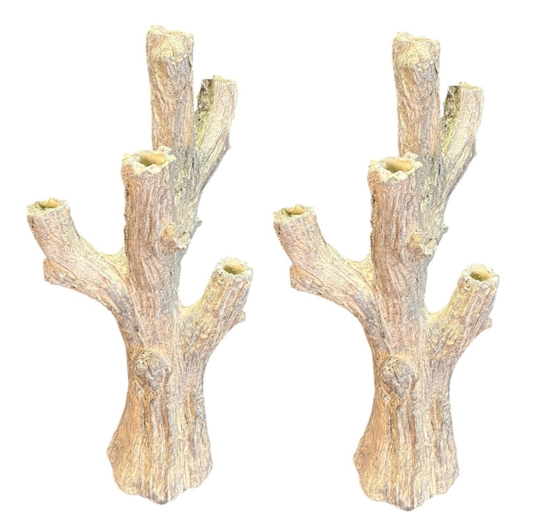 PAIR OF FAUX BOIS CANDELABRA: PAIR OF FAUX BOIS CANDELABRA. Height: 19 in. by Width: 10 in. by Depth: 8 in.