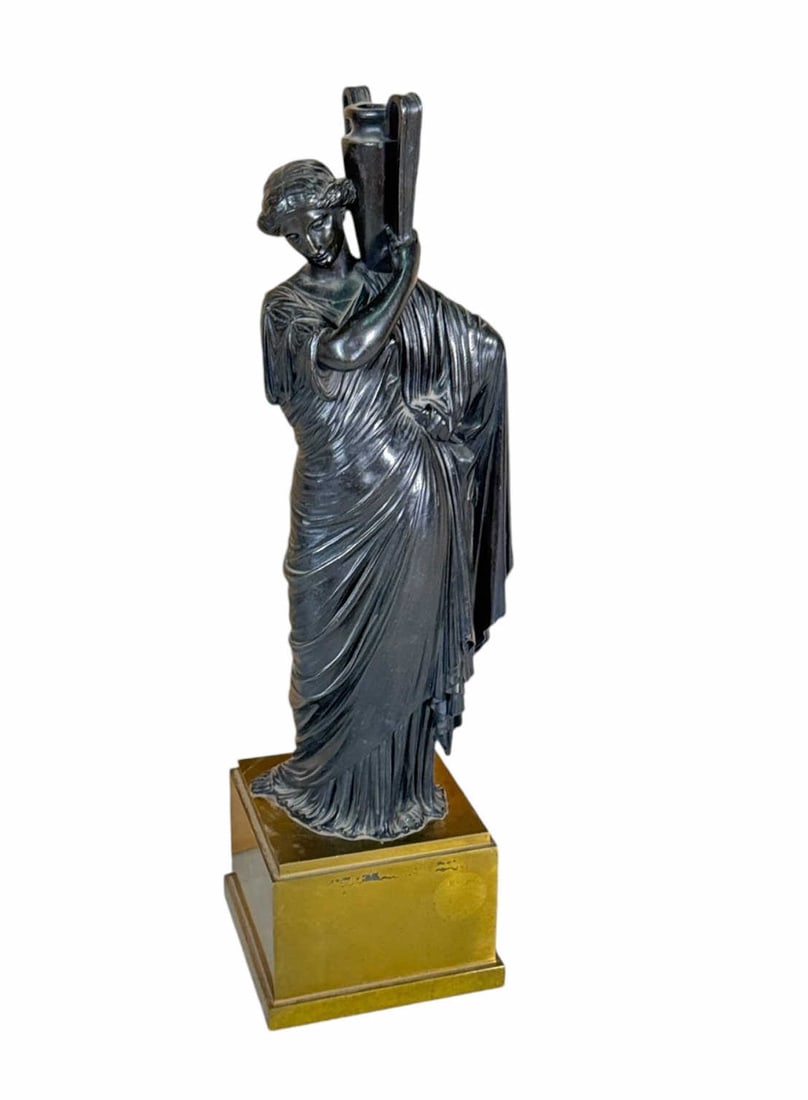 19TH C CLASSICAL BRONZE FIGURE ON BRASS STAND (1 of 5)