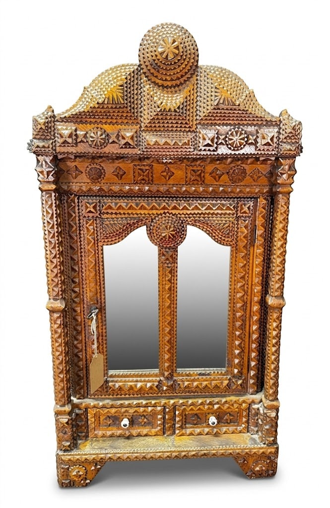 RARE 19th CENTURY TRAMP ART CABINET (1 of 8)