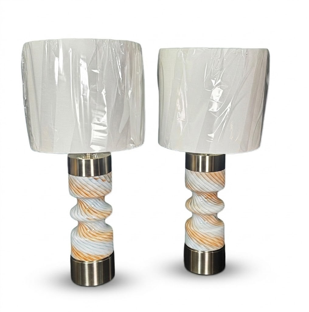 PR OF CONTEMPORARY BLOWN GLASS LAMPS: PR OF CONTEMPORARY BLOWN GLASS LAMPS Height: 30