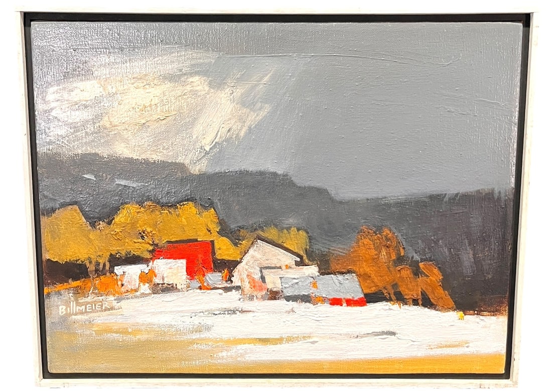 WINTER OILON CANVAS PAINTING BY BILL MEIER: WINTER OILON CANVAS PAINTING BY BILL MEIER Height: 13 in. by Width: 17 in.
