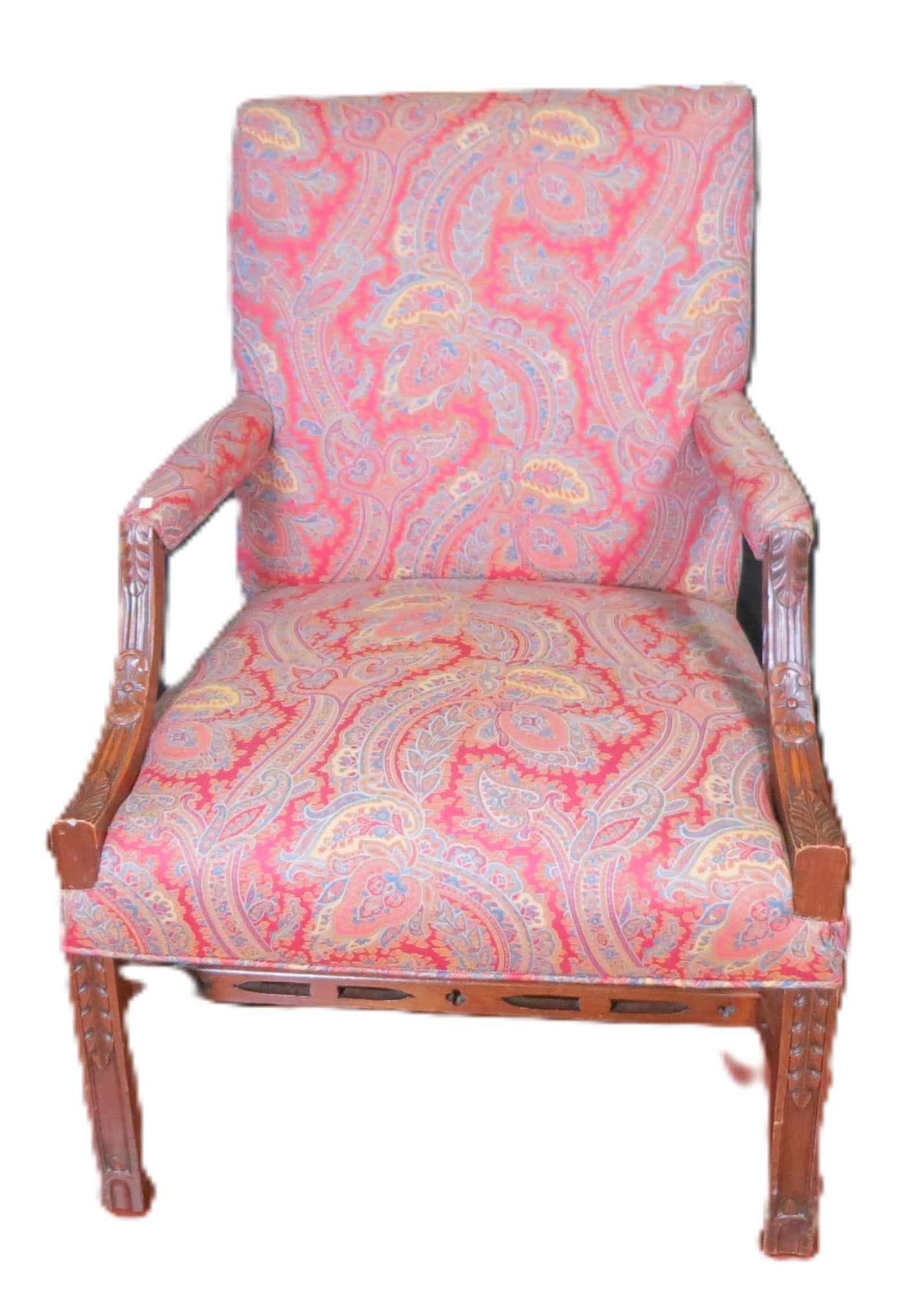 CHIPPENDALE ARM CHAIR WITH FLAME STITCH UPHOLST (1 of 3)