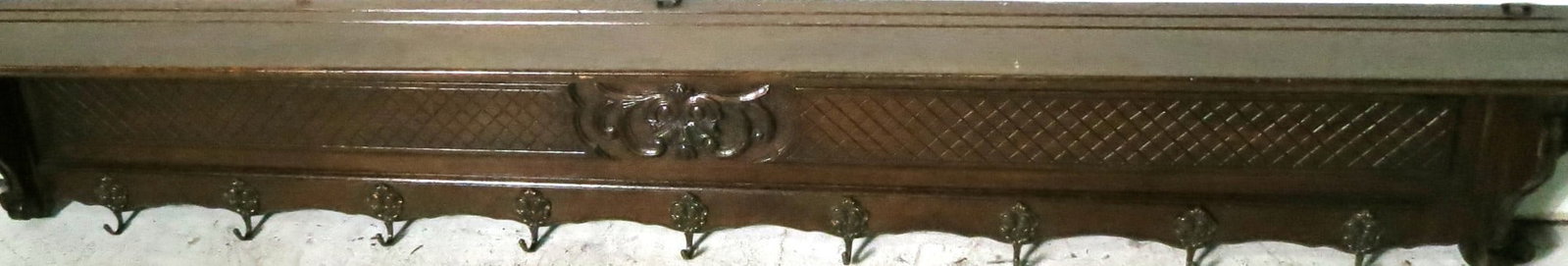 19TH C. OAK HAT RACK SHELF - 2