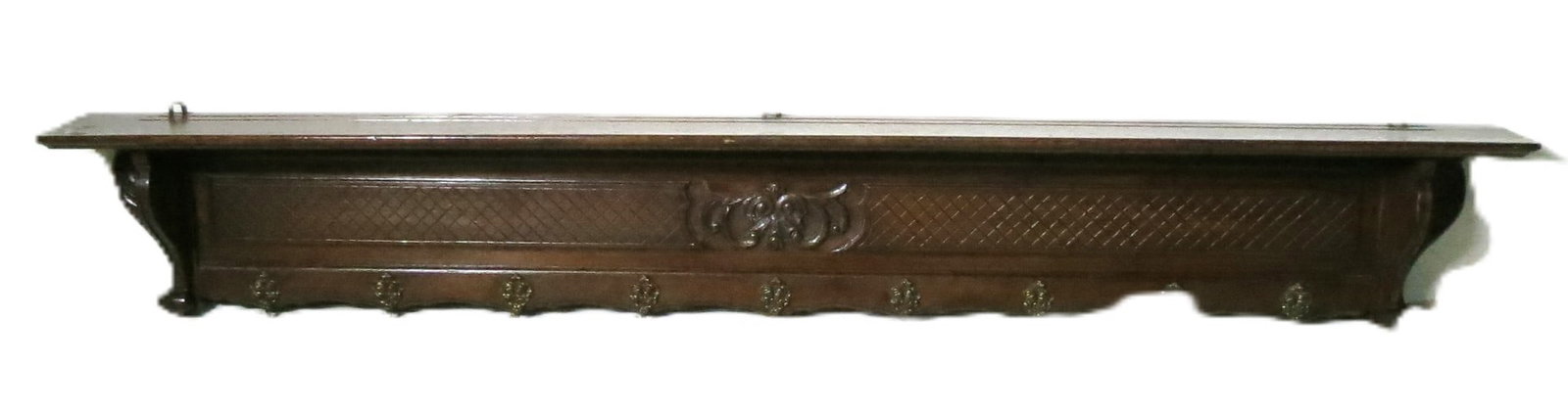 19TH C. OAK HAT RACK SHELF - 3