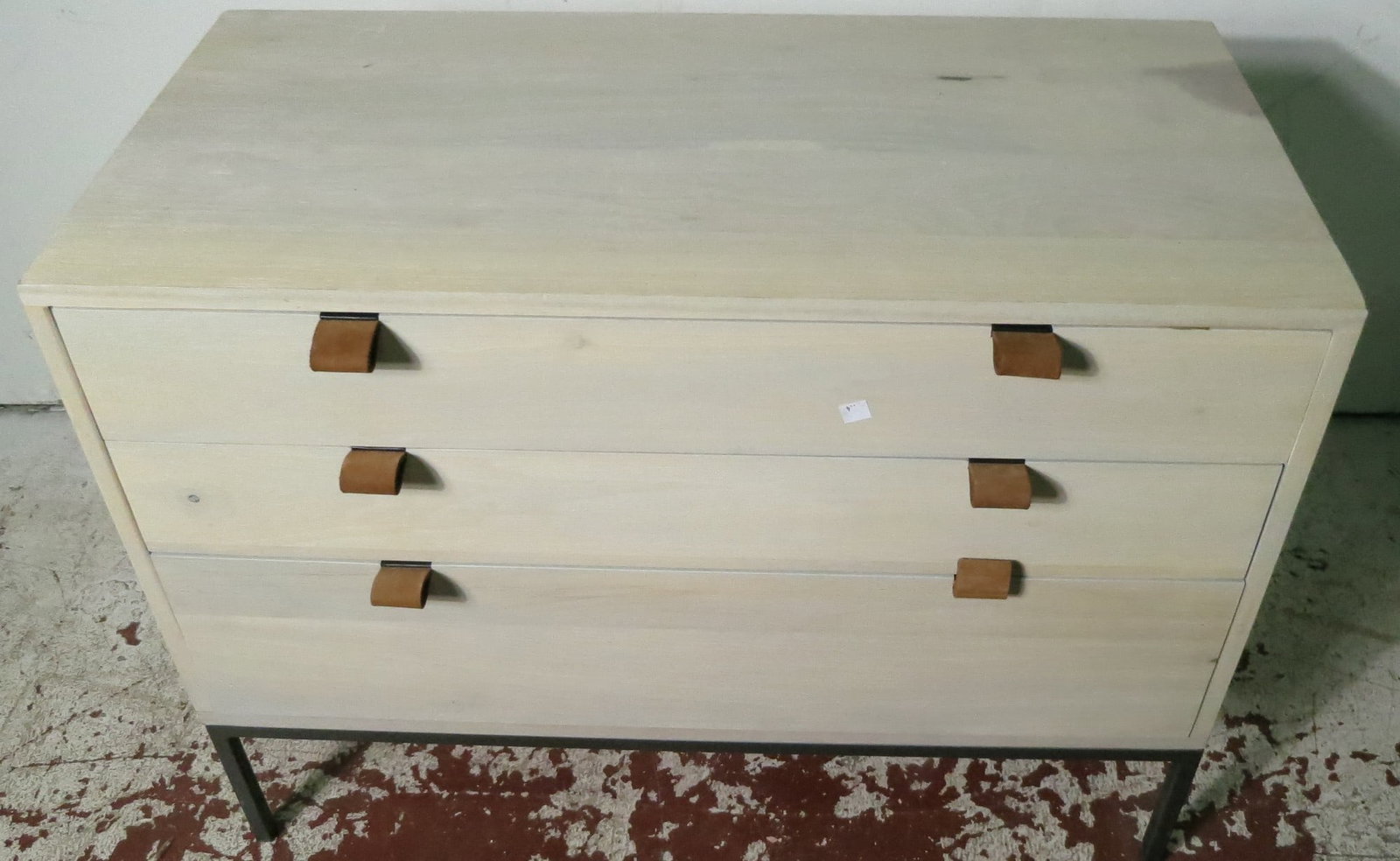 3 DRAWER CHEST WITH LEATHER PULLS - 2