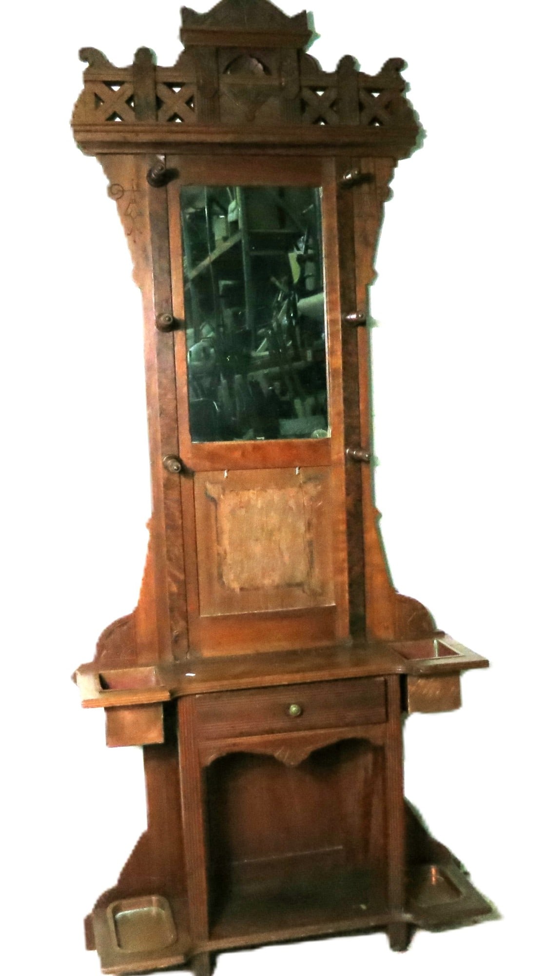 VICTORIAN HALL TREE: VICTORIAN HALL TREE Height: 88 in. by Width: 38 in. by Depth: 11