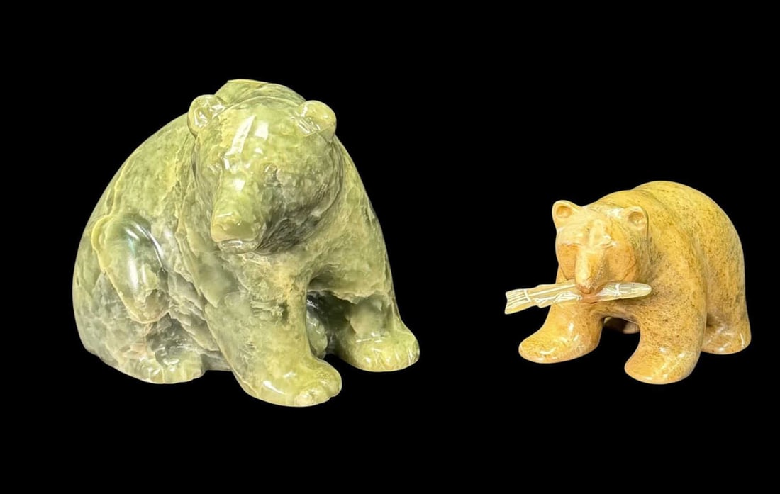 TWO CARVED STONE BEARS (1 of 1)