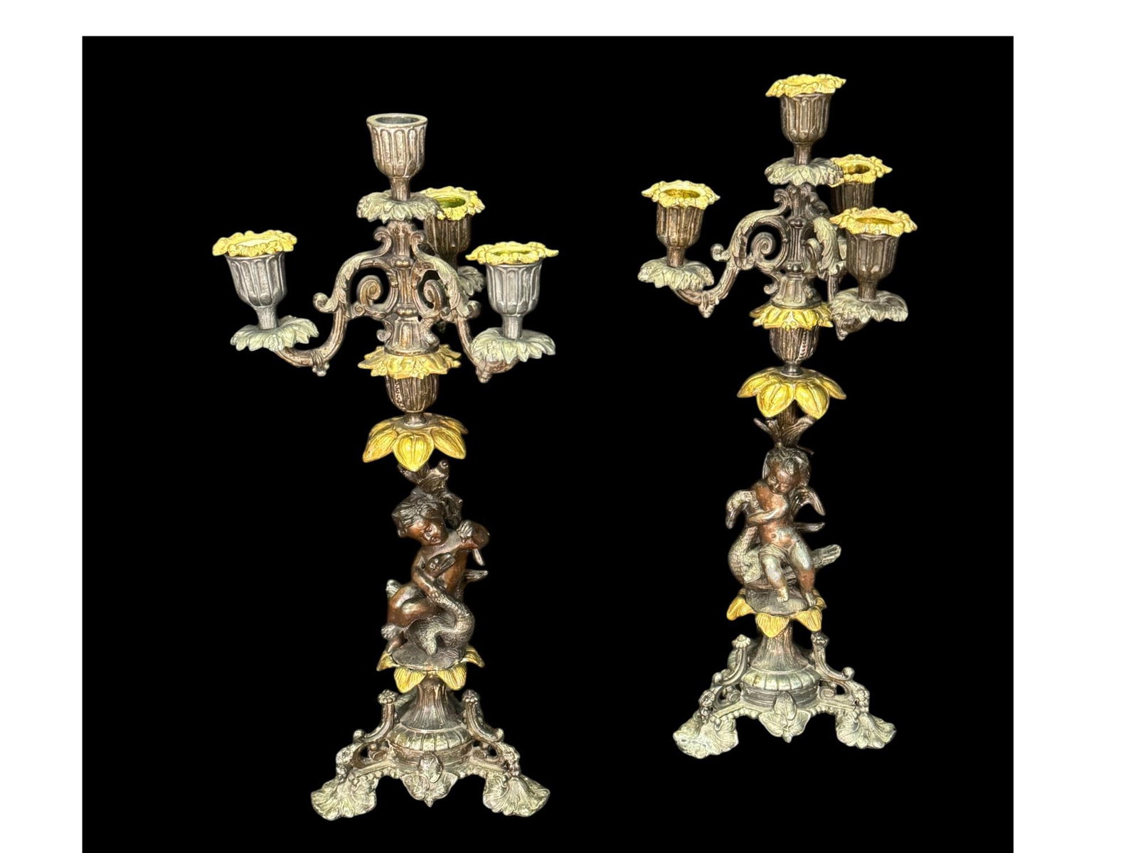 LOUIS XV ROCOCO REVIVAL STYLE CANDELABRA: LOUIS XV ROCOCO REVIVAL STYLE CANDELABRA. Height: 17 in. by Width: 7 in. by Depth: 7 in.