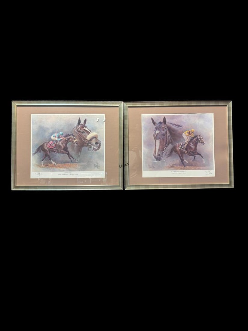 2 - PRINTS OF HORSE RACING: 2 - PRINTS OF HORSE RACING - 2009 PREAKNESS & BREEDER CUP BY FRED STONE Height: 24 in. by Width: 30
