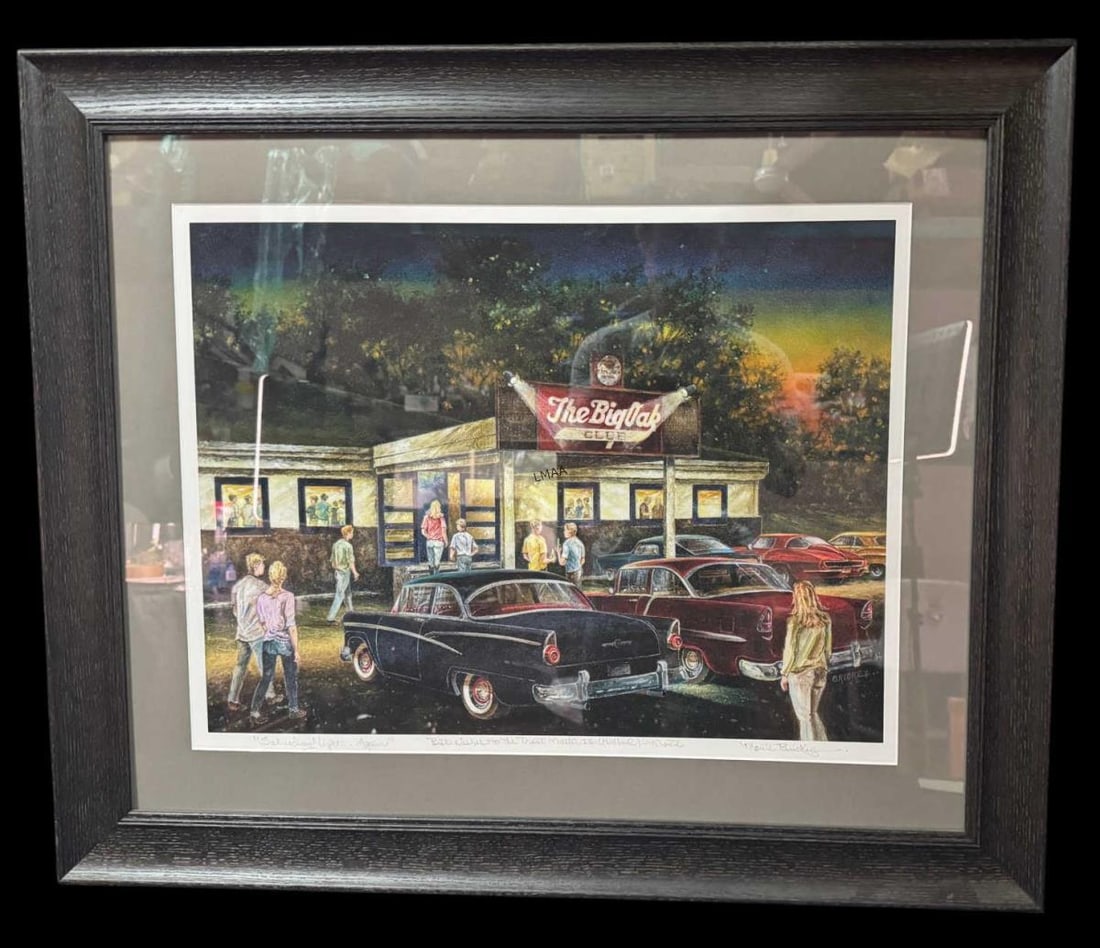 SATURDAY NIGHT AGAIN BY MOUTE BUCKEY - PRINT: SATURDAY NIGHT AGAIN BY MOUTE BUCKEY -FRAMED PRINT Height: 29.25 in. by Width: 35