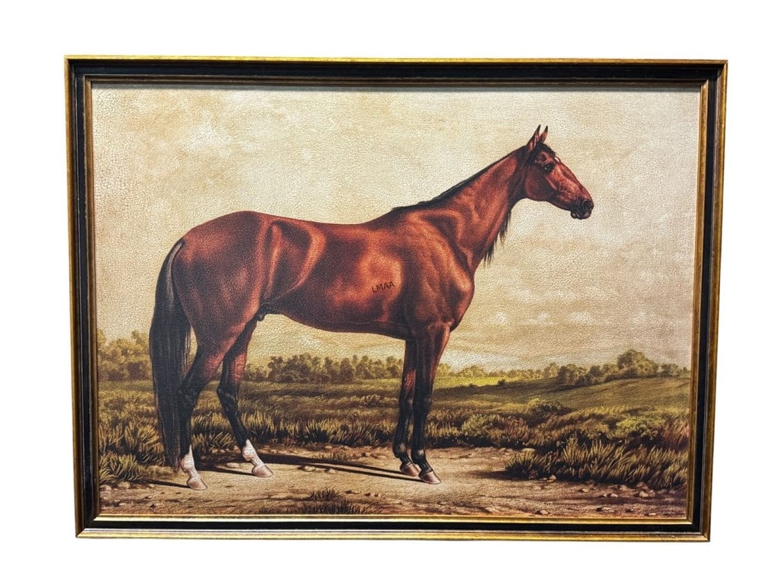 SPORTING HORSE PRINT ON PANEL: SPORTING HORSE PRINT ON PANEL Height: 30 in. by Width: 40