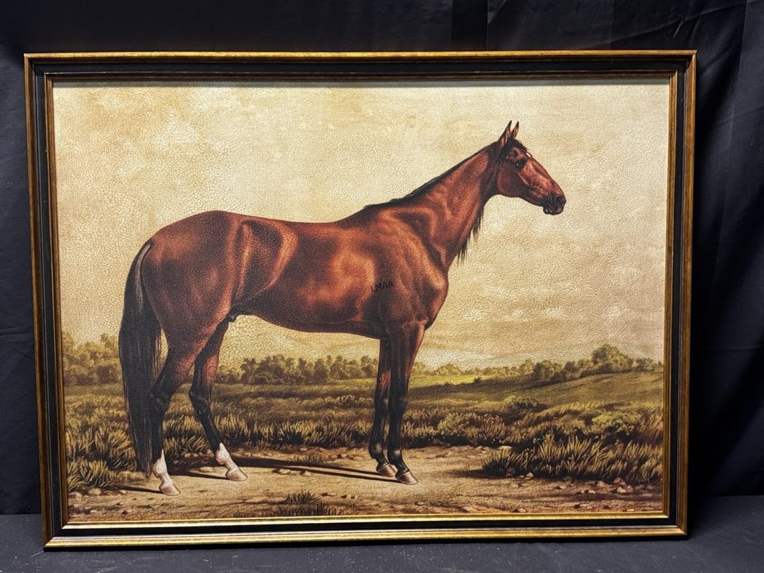 SPORTING HORSE PRINT ON PANEL: SPORTING HORSE PRINT ON PANEL Height: 30 in. by Width: 40