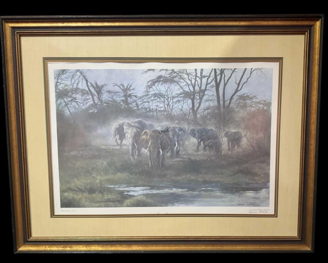 ELEPHANTS BY SPENCER ROBERTS - FRAMED PRINT: ELEPHANTS BY SPENCER ROBERTS - FRAMED PRINT Height: 33 in. by Width: 43
