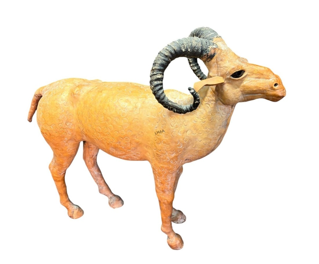 VINTAGE LEATHER RAM: VINTAGE LEATHER RAM Height: 16 in. by Width: 18 in. by Depth: 5.5 in.