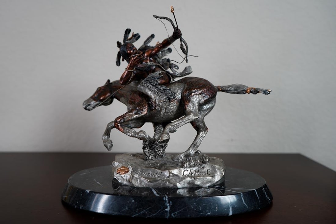 C.A. Pardell "Pursed" Crazy Horse Series 301/750: C.A. Pardell "Pursed" Crazy Horse Series 301/750 on original black base. (1)