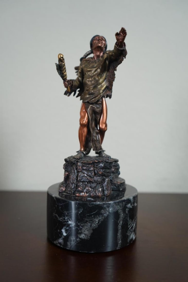 Don Polland "Son Of The Morning Star": Polland "Son Of The Morning Star" 1993 #579 of 1000 mounted on black marble base (26)
