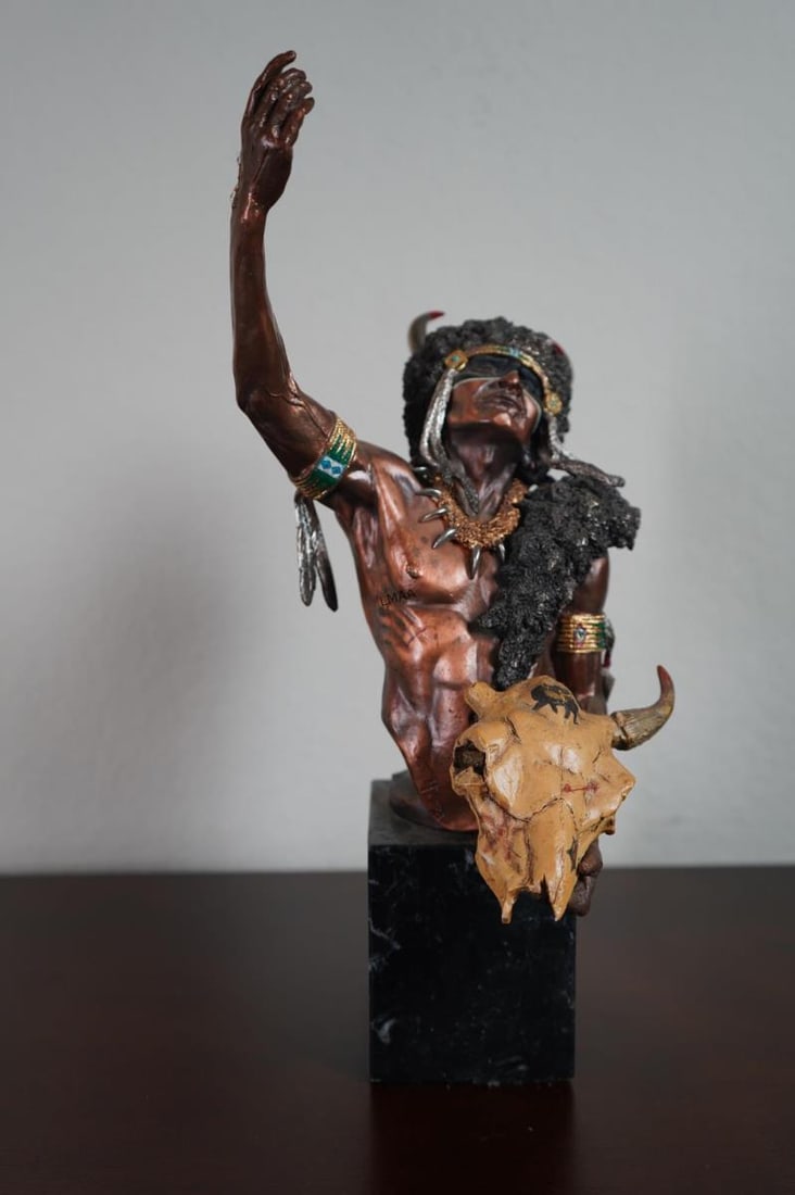 Ann McGrory - The Seekers "Buffalo Vision" 1992: Ann McGrory - The Seekers Buffalo Vision, 1992 A/E/500 Bronze on marble base (14)