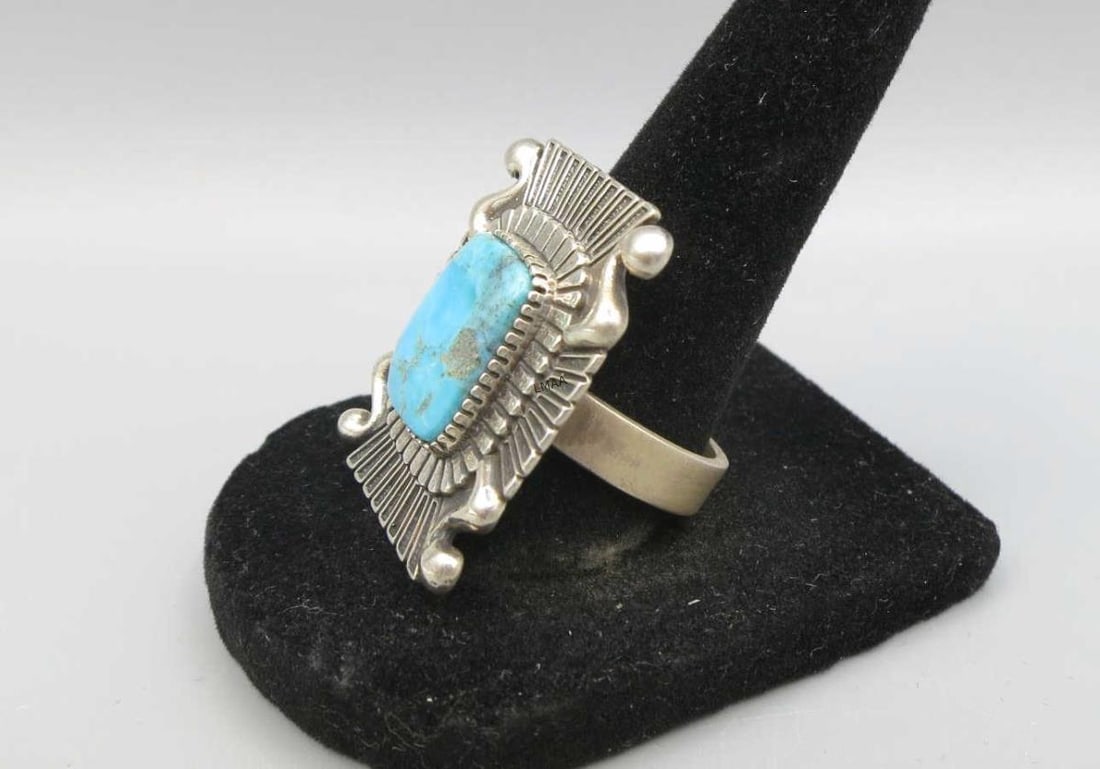 STERLING SILVER TURQUOISE RING - 2