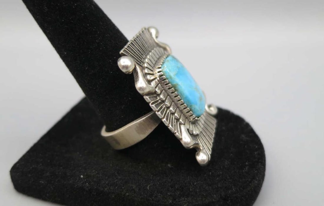 STERLING SILVER TURQUOISE RING - 3
