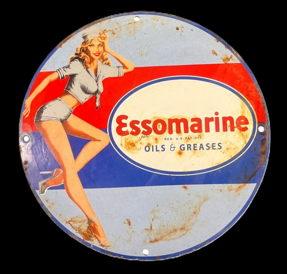 ESSOMARINE METAL SIGN: ESSOMARINE METAL SIGN Height: 11.6 in. by Width: 11.6 in.