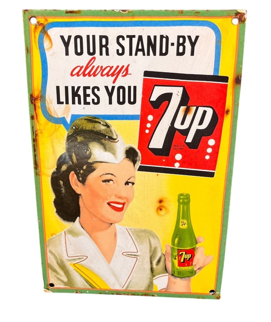 7 UP METAL SIGN: 7 UP METAL SIGN Height: 12 in. by Width: 8 IN.