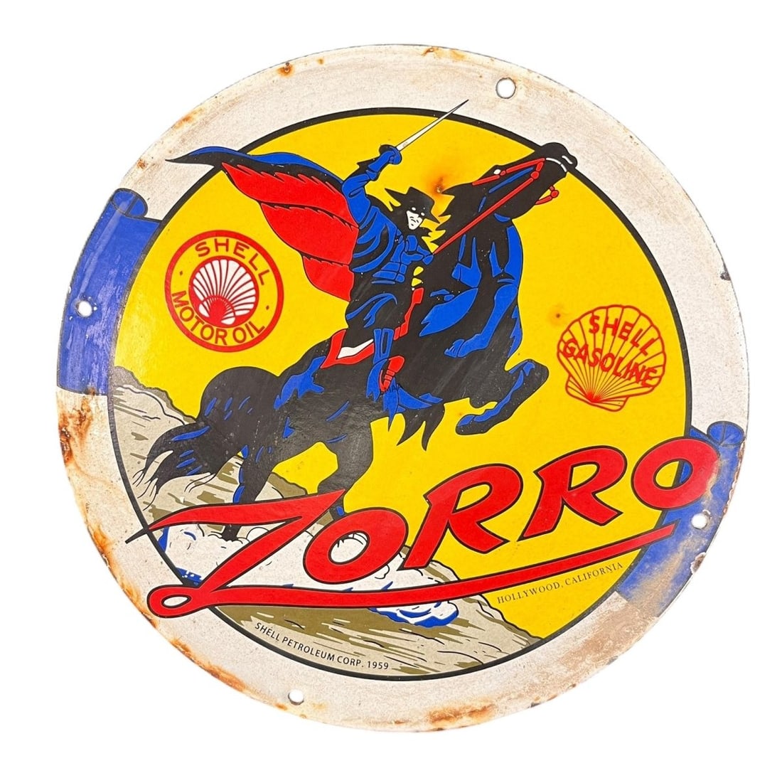 ZORRO SHELL METAL SIGN: ZORRO SHELL METAL SIGN Height: 11.8 in. by Width: 11.8 in.
