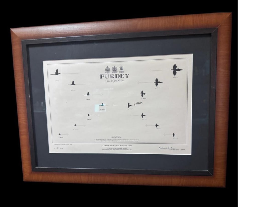PURDY GUNS AND RIFLE MAKERS LIMITED EDITION: PURDY GUNS AND RIFLE MAKERS LIMITED EDITION PRINT EDITION 157 / 250 OF "LEAD AND DISTANCE" SIGNED BY RICHARD PURDEY - CHAIRMAN Height: 18 in. by Width: 23.75