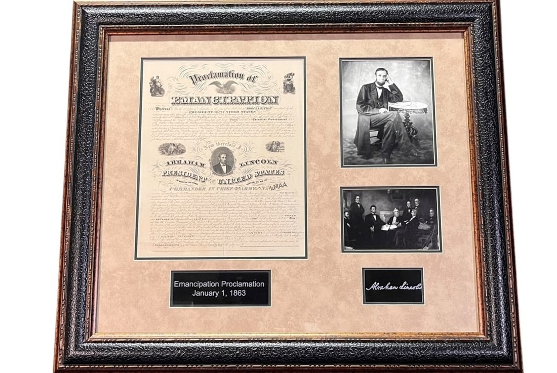 EMANCIPATION PROCLAMATION FRAMED: EMANCIPATION PROCLAMATION FRAMED Height: 25 in. by Width: 29 in.