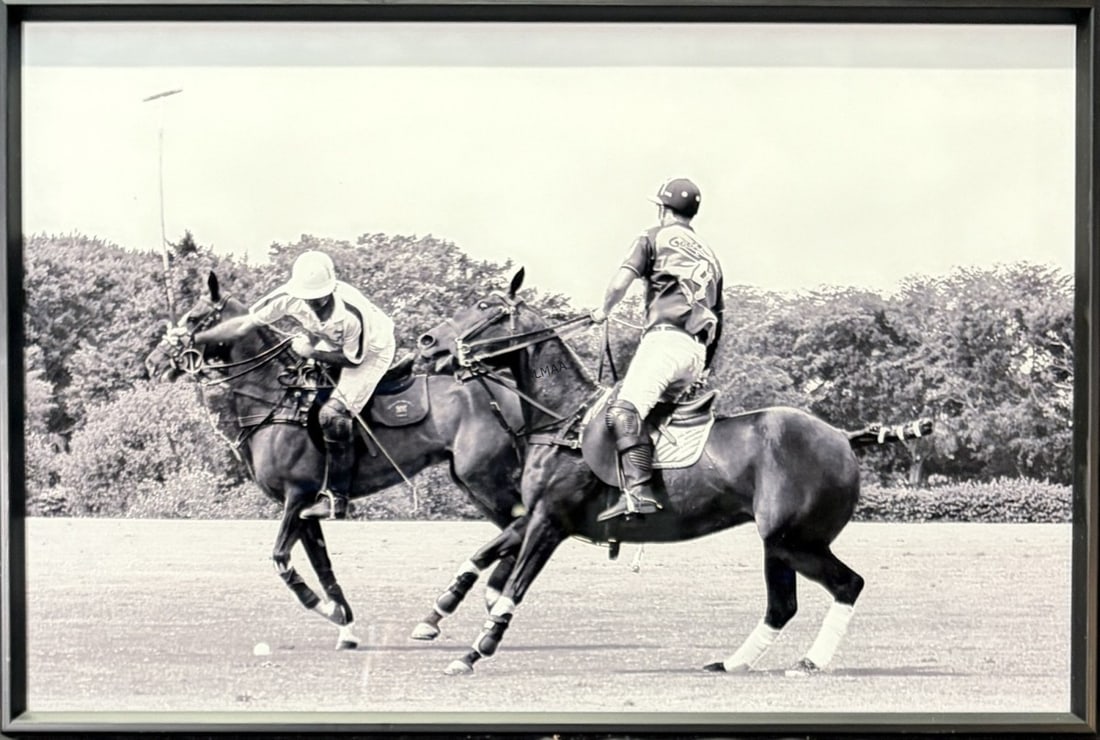 EQUESTRIAN BLACK AND WHITE PHOTOGRAPH FRAMED: EQUESTRIAN BLACK AND WHITE PHOTOGRAPH FRAMED Height: 16 in. by Width: 24 in.