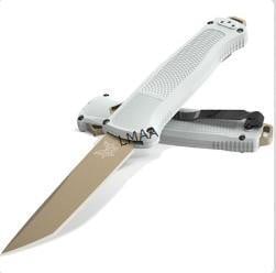 Benchmade Shootout FDE/PL OTF Cool Grey: Benchmade Shootout FDE/PL OTF 3.51" Cool Gray Grivory; Tanto CPM-CruWear blade. New in box.