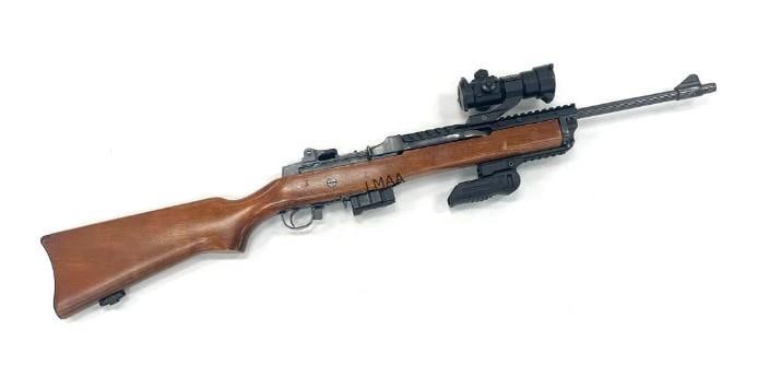 Ruger Mini 14 .223 Semi-Automatic Rifle: Ruger Mini 14 .223 Semi-Automatic Rifle with Red Dot Scope. Ruger Mini 14 .223 Semi-Automatic Rifle with Red Dot Scope.The Ruger Mini 14 rifle is in very nice used condition.? Barrel measures 18.5 inc