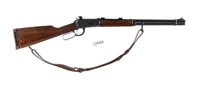 Winchester Model 94 in .30-30 Win: Winchester Model 94 in .30-30 Win with a seven round capacity and a 20" barrel. Rubber butt pad. Smooth wood stock and front forend. Blued trigger, hand lever, receiver, hammer, magazine tube and barr