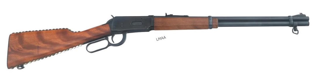 WINCHESTER MODEL 94 .30-30 CAL LEVER ACTION RIFLE: 1970 Winchester Model 94 .30-30 caliber lever action rifle. Blued finish. Adjustable rear sight. Sling mounts. Wood stock with decorative tacks on top and bottom and metal butt plate. Caliber / Gauge 