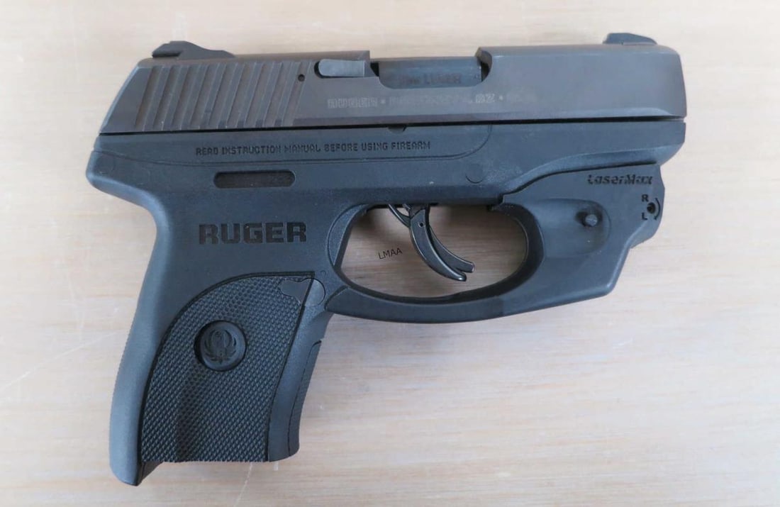 RUGER LCPS LASERMAX 9MM PISTOL: RUGER LCPS LASERMAX 9MM PISTOL. 3-MAGAZINES SERIAL #327-40283. (L964)