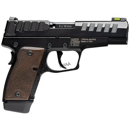 keltec PM15 9MM Alu. 15Rd: PM15 9MM Alu. 15Rd, PM15 9MM Annodized aluminum 15Rd. Black Walnut grips. SERIAL #24B0075. (L445)