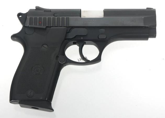 TAURUS MODEL PT 909 9mm CALIBER SEMI AUTO PISTOL: Taurus Model PT 909 9x19mm caliber semi automatic pistol. Import stamped Taurus. Blued finish. Fixed sights. Checkered composite grips. Two magazines. Caliber / Gauge 9x19mm Barrel Length: 3.50"