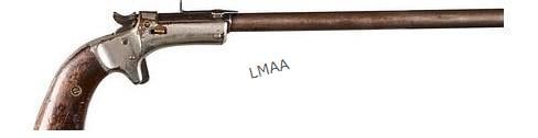 J. Stevens Diamond No. 43 2nd Issue 22 L Target: J. Stevens Diamond No. 43 (second issue) 22 LR target pistol;10 inch barrel; Fair condition; moderate wear w/ light rust; bore is frosted w/ light pitting, worn riflingSN: 51827 (c. 1896-1916)(L1009)