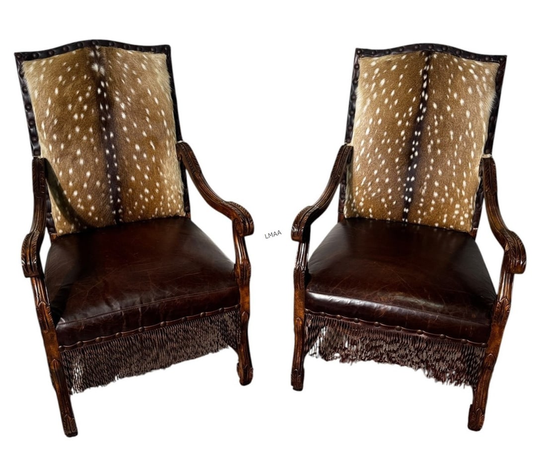 PR CUSTOM LEATHER & AXIS DEER HIDE LOUNGE CHAIRS (1 of 5)