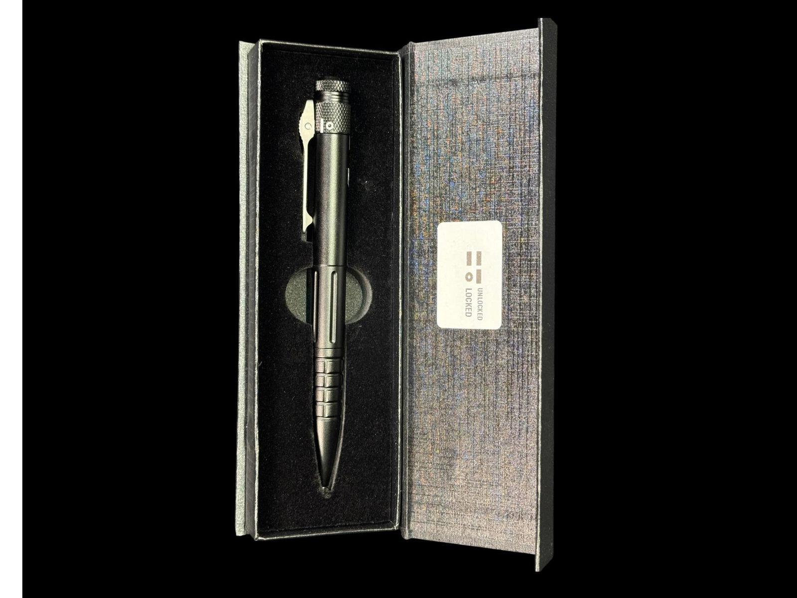 COBRATEC KNIVES "TACTICAL PEN": COBRATEC KNIVES "TACTICAL PEN" FEATURING A CONCEALED OTF KNIFE, POCKET CLIP TEXTURED / KNUREL COMPONENTS AND POINTED TACTICAL END. PEN IS 6" LONG AND 7.75" WITH BLADE EXTENDED. VERY ELEGANT ACCESSORY