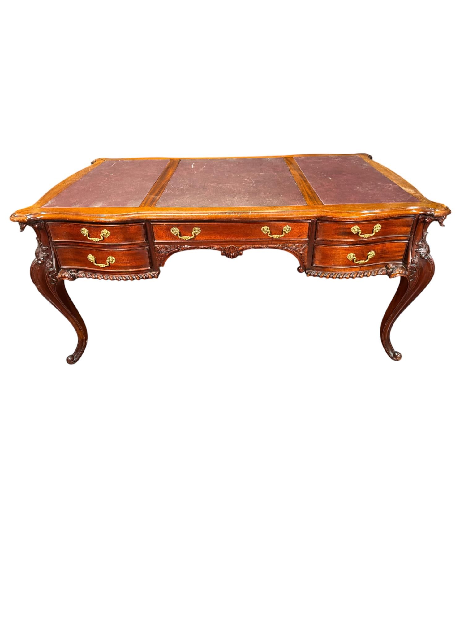 FRENCH LOUISE XV-STYLE MAHOGANY BUREAU DESK (1 of 6)