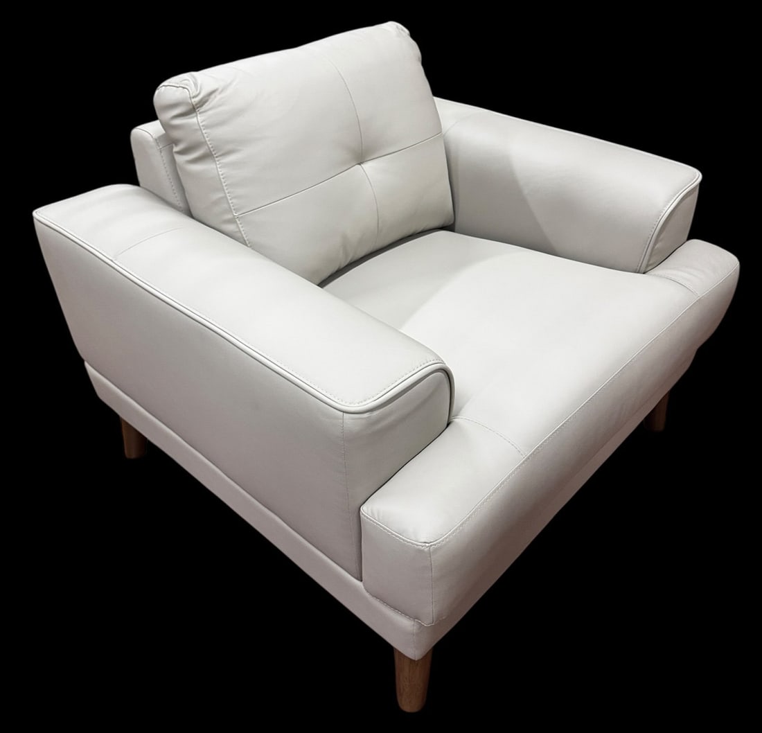 MODERN GRAY LEATHER CLUB CHAIR (1 of 4)