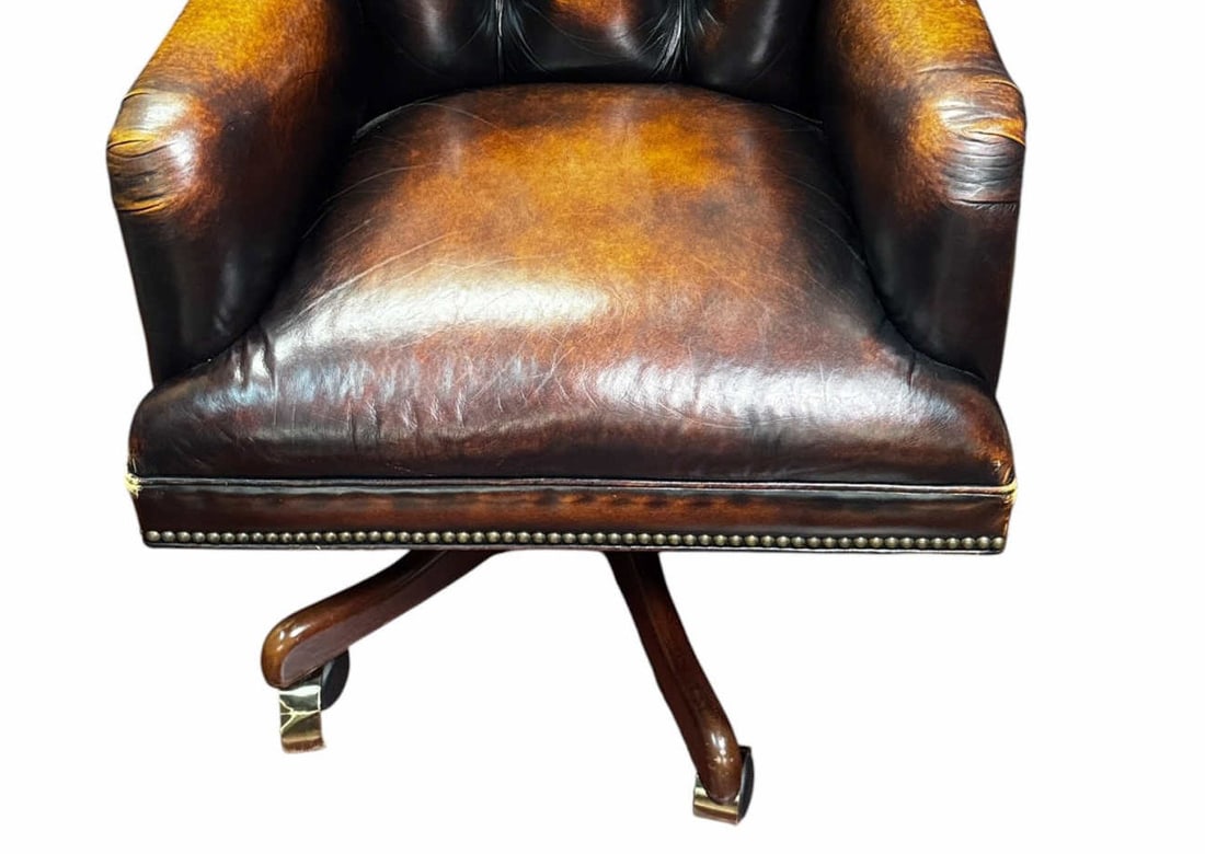 BUTTON-TUFTED LEATHER OFFICE CHAIR - 3