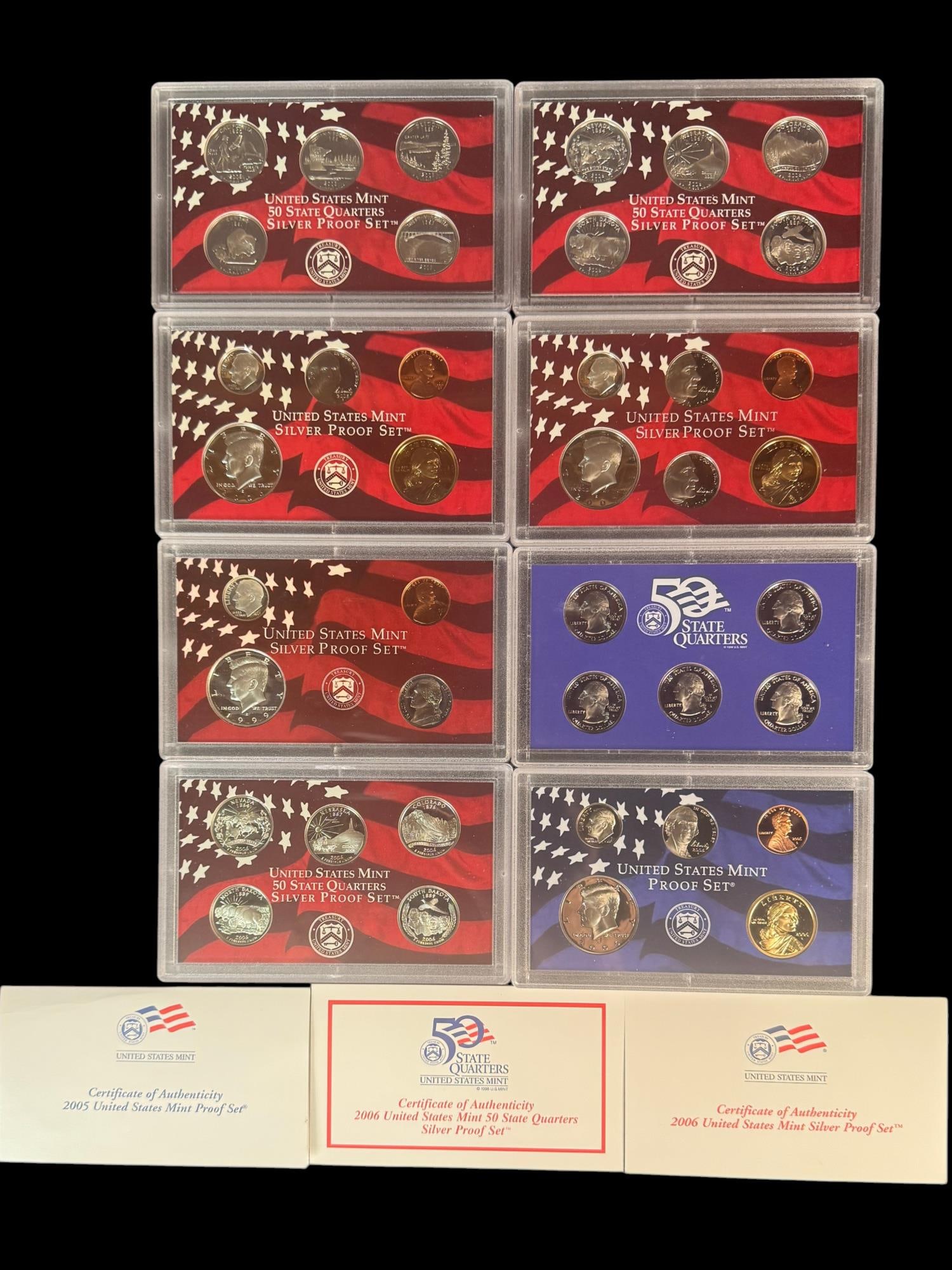 GROUP OF 8 MINT AND SLIVER PROOF SETS (1 of 1)